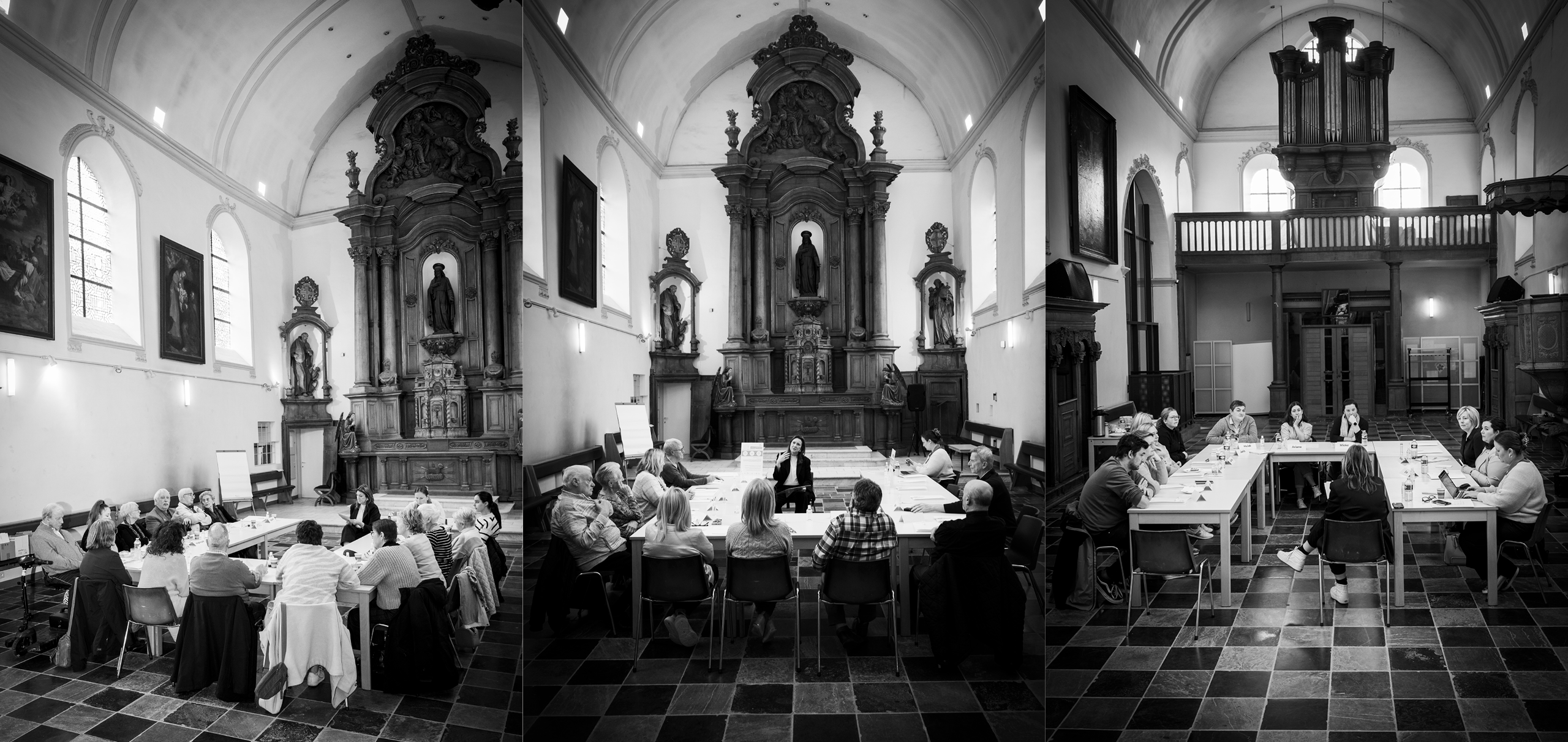 Vergadering in historische kerkzaal België