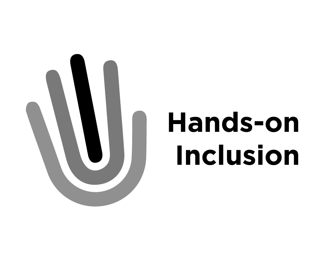 Logo met hand en tekst Hands-on Inclusion