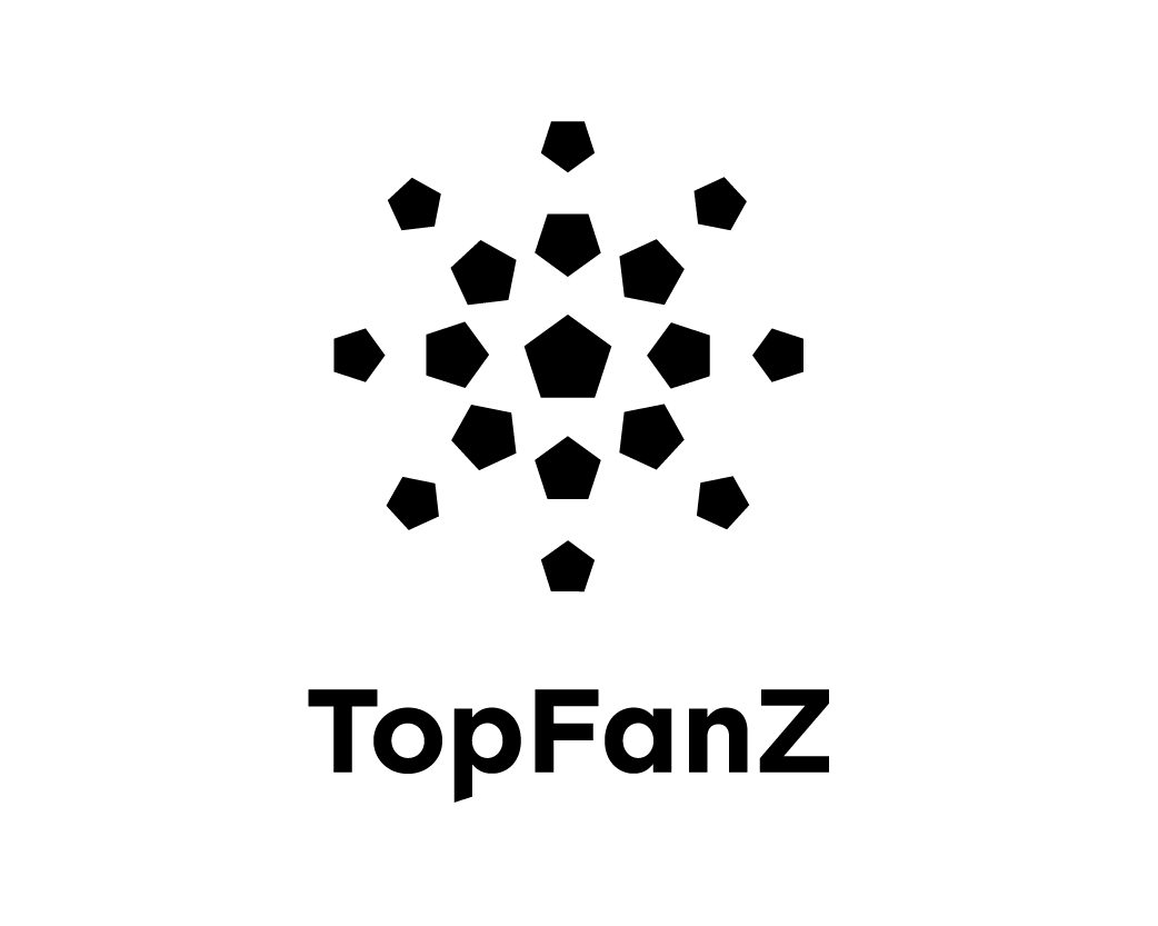 TopFanZ logo met geometrische vormen.