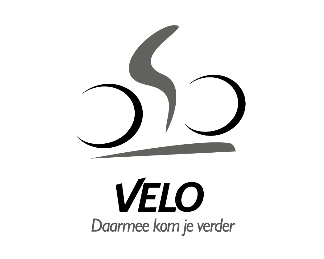 Velo logo met slogan 'Daarmee kom je verder'.