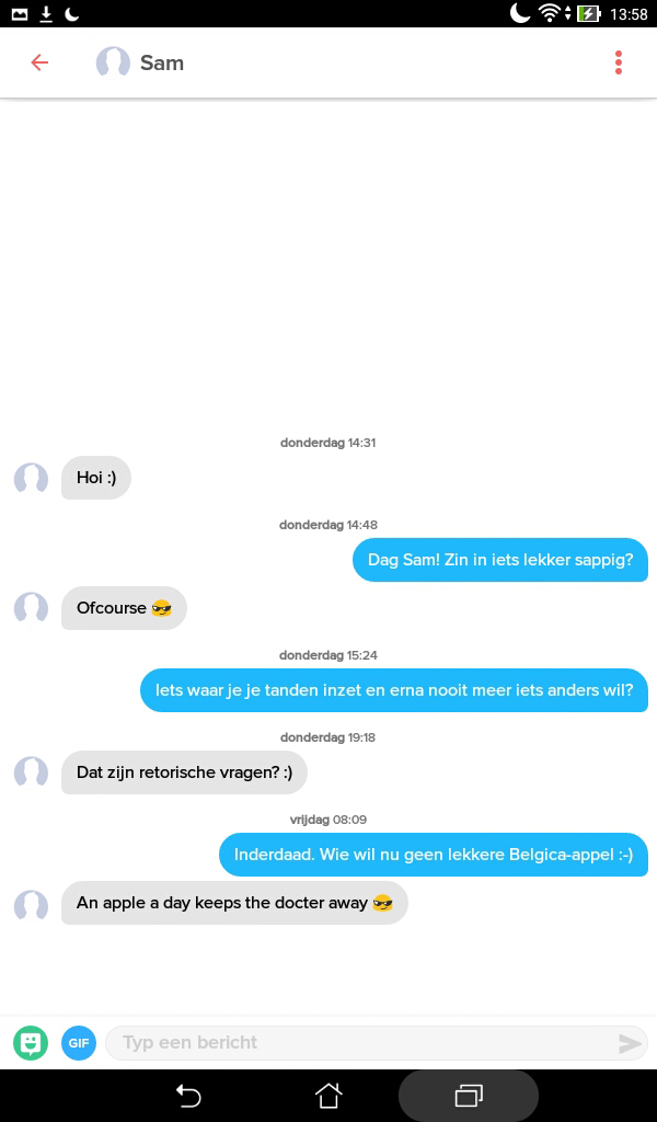 tinder match appel Sam