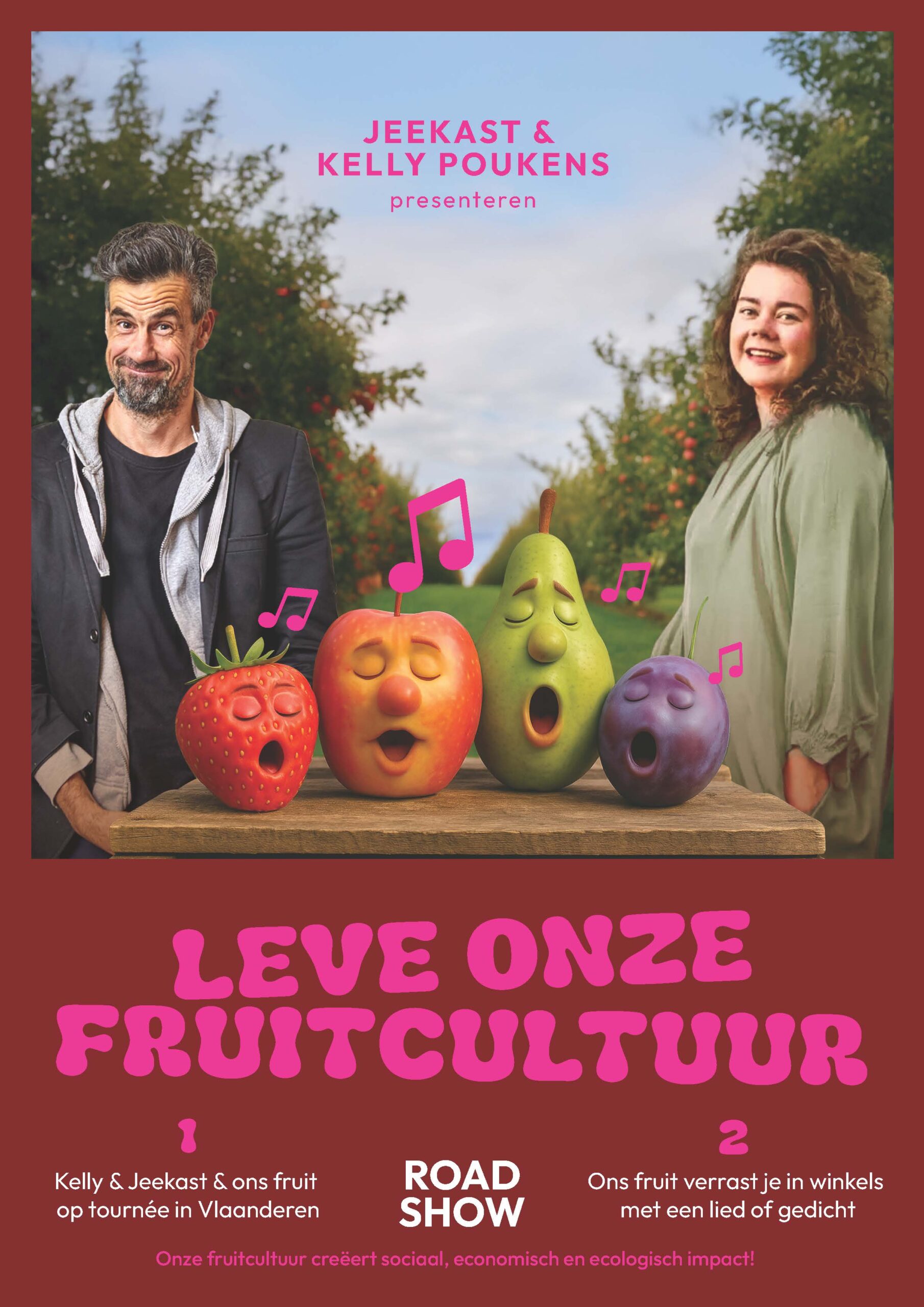 Kelly en Jeekast promoten muzikale fruitcultuur in Vlaanderen.